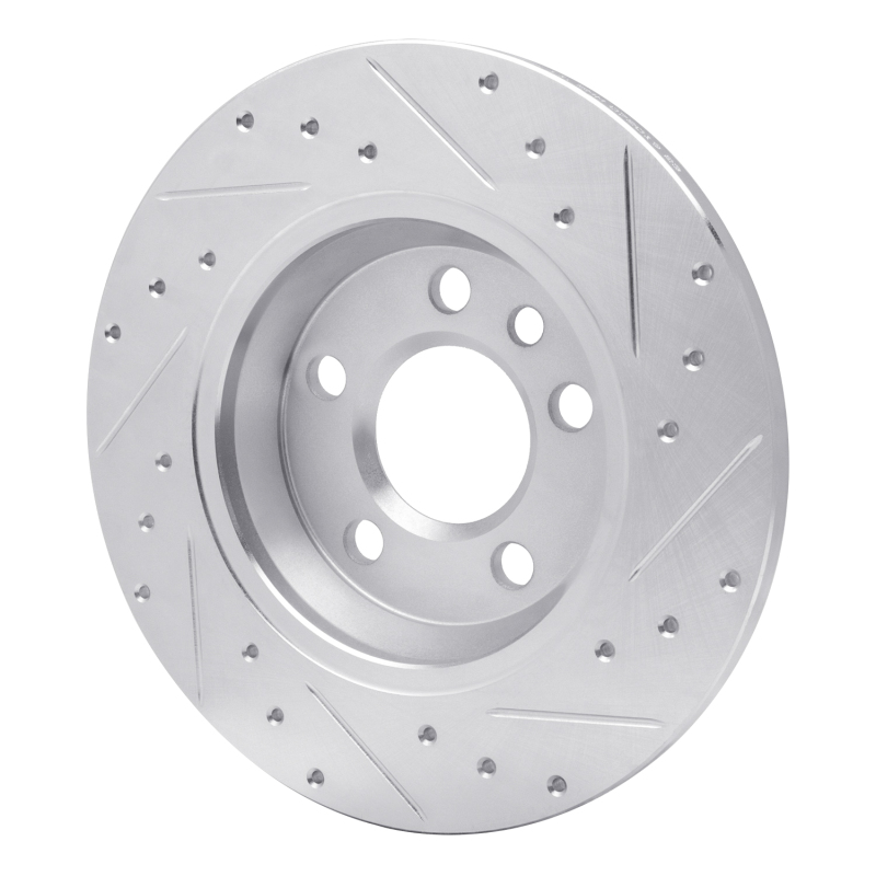 Volkswagen EuroVan Brake Rotor (1) - Rear Left - R1 Concepts - Drilled & Slotted - Silver - `01-`03
